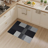 Black and White Geometric Modern Black White Geometric Grid Area Rug