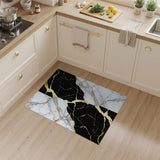 Black White Marble Gold Area Rug