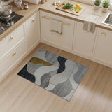 Abstract Grey Wave Geometric Area Rug