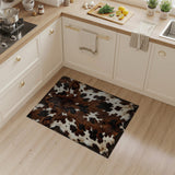 ODIKA Washable Faux Cowhide Area Rug - Low Pile Non-Slip Rustic Decor Rug