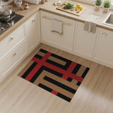 Bold Red Cross Geometric Tan Area Rug