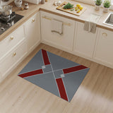 Modern Grey Red Cross Geometric Area Rug