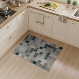 Modern Teal Grid Neutral Area Rug