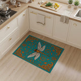 Ornate Teal Dragonfly Area Rug