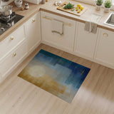 Gold Teal Geometric Abstract Area Rug