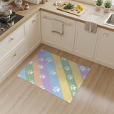 Pastel Paw Print Washable Area Rug
