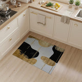 ODIKA Modern Abstract Washable Area Rug - Gold, Black & White Low Pile Non-Slip Rug