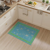 Coastal Starfish Teal Blue Area Rug