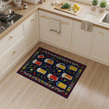 ODIKA Washable Folk Art Beer & Botanical Low Pile Area Rug - Non-Slip