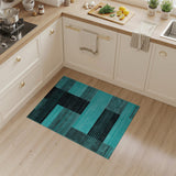 Teal and Black Geometric Block Area Rug