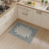 Elegant Floral Vine Border Beige Area Rug
