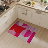 Bold Red Overlapping Circles Geometric Area Rug
