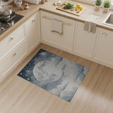 Dreamy Navy Moon Stars Night Sky Area Rug