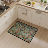 Vintage Floral Area Rug with Pink Roses and Greenery