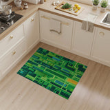 Emerald Geometric Cityscape Area Rug