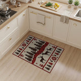 Festive Red Woodland Deer Pine Tree Rug