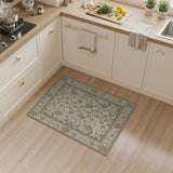 Beige and Neutral Elegant Beige Floral Vintage Area Rug