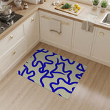 Blue Wavy Lines Abstract Area Rug