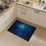Starry Night Full Moon Blue Area Rug