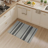 Black White Horizontal Striped Woven Rug