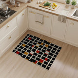 Bold Grid Geometric Area Rug in Black Red Gold