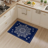 Navy Mandala Area Rug with Star Motifs