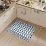 Navy Blue Checkered Washable Area Rug