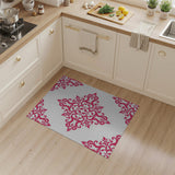 Pink Vibrant Pink Damask Floral Area Rug