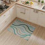 Abstract Area Teal Wavy Abstract Area Rug