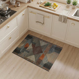 Abstract Geometric Grey Rust Area Rug