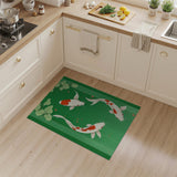 Serene Koi Fish and Leaves Green Area Rug