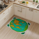 Playful World Globe Area Rug with Leaf Accents