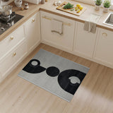 Stacked Geometric Black White Area Rug