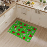 Whimsical Strawberry Daisy Green Area Rug
