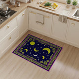 Celestial Moons Stars Rug with Tribal Golden Border