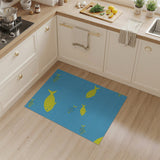 Yellow Fish Blue Striped Area Rug