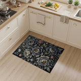 Grey Peony Bouquet Floral Area Rug