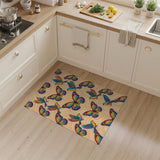 Rainbow Butterfly Bird Beige Area Rug