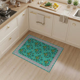 Teal Exotic Floral Motif Area Rug