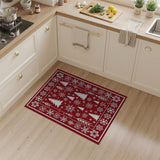 Festive Red Pine Tree Snowflake Area Rug