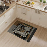 Geometric Modern Courtyard House Aerial Rug