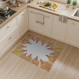 Orange Palm Frond Border Area Rug