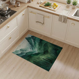 Misty Green Watercolor Mountain Valley Rug
