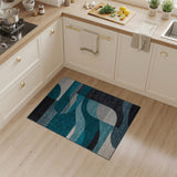 ODIKA Modern Geometric Teal & Blue Washable Area Rug - Low Pile Non-Slip