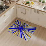 Radiant Blue Yellow Sunburst Area Rug