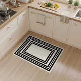 Black White Concentric Frame Geometric Area Rug