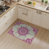 Ornate Pink Floral Snowflake Rug