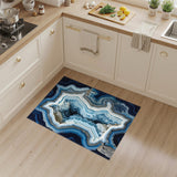 Blue Teal Crystal Layered Area Rug