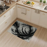 Abstract Black Ink Flow Grasses Area Rug