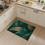 Geometric Modern Emerald Green Gold Palm Leaf Area Rug